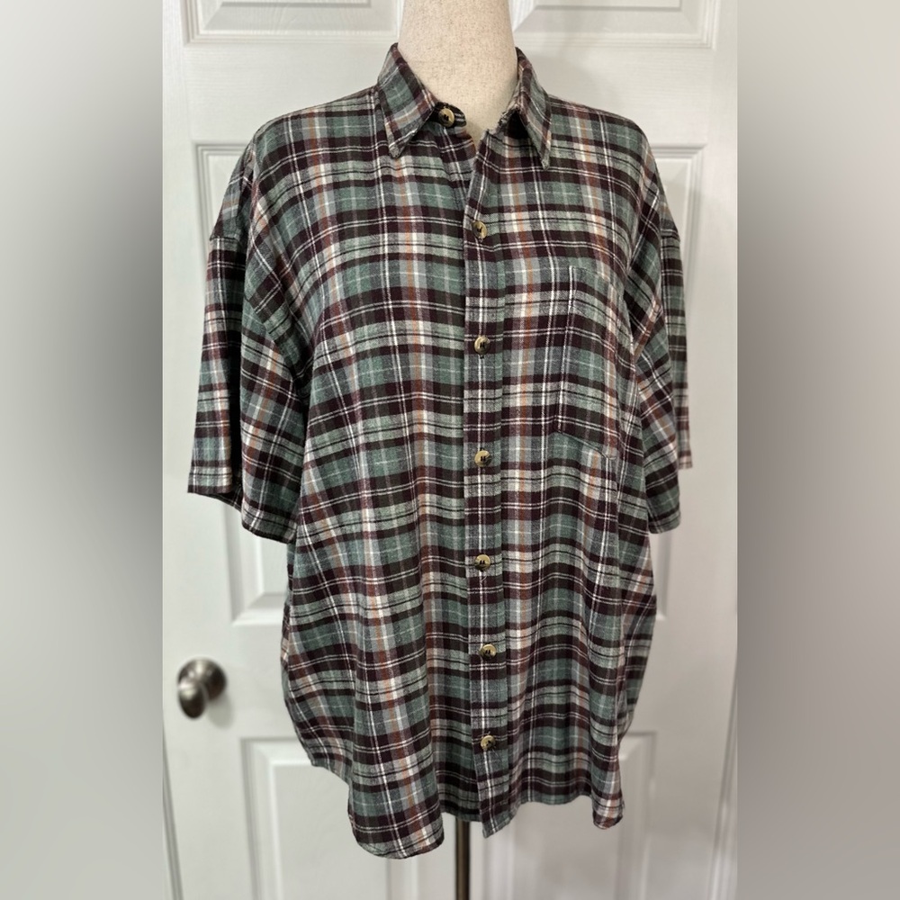 PeakSPORT Plaid Casual Button Down Flannel Shirt 90’s vintage Gorpcore